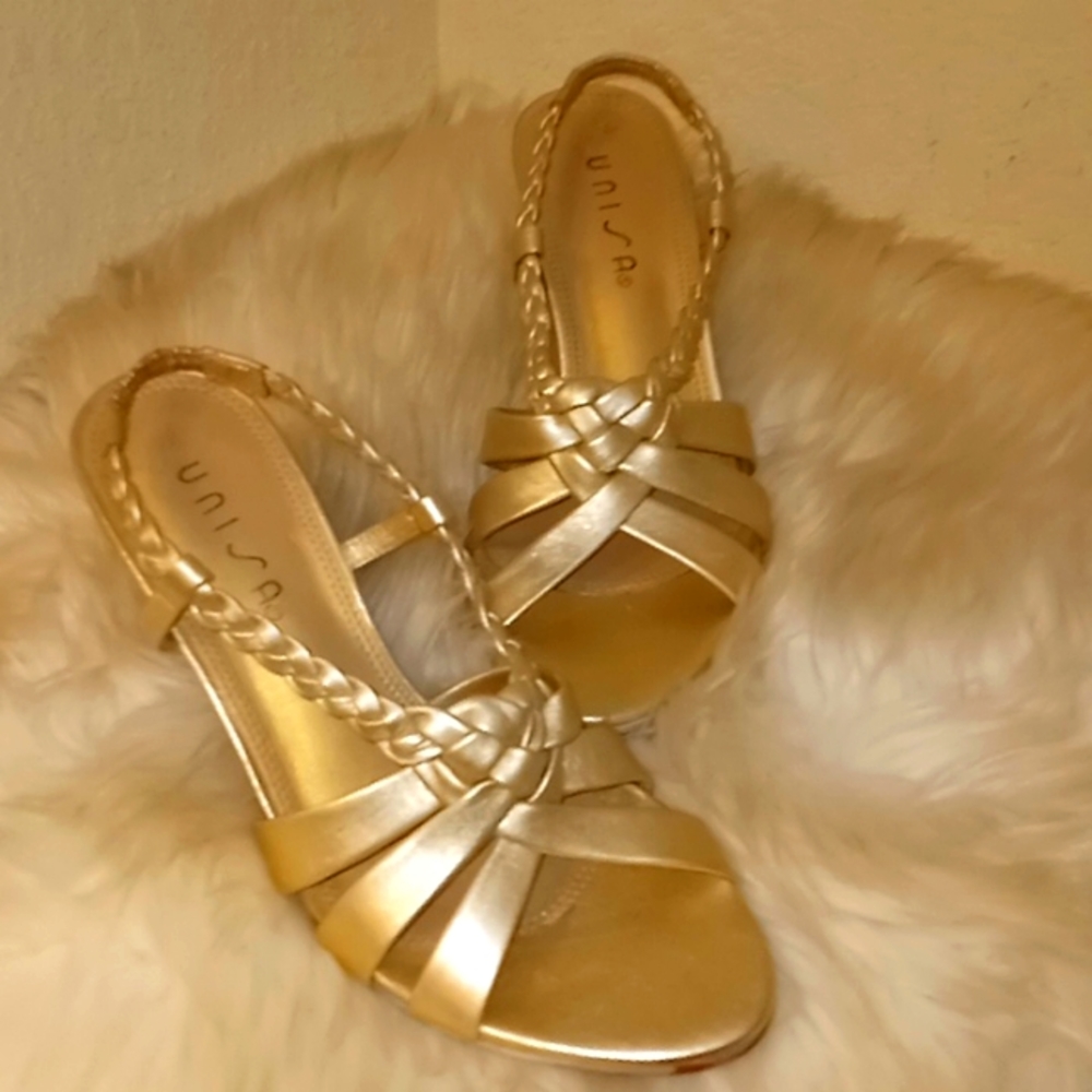 Unisa Gold Strappy Heels.  👡